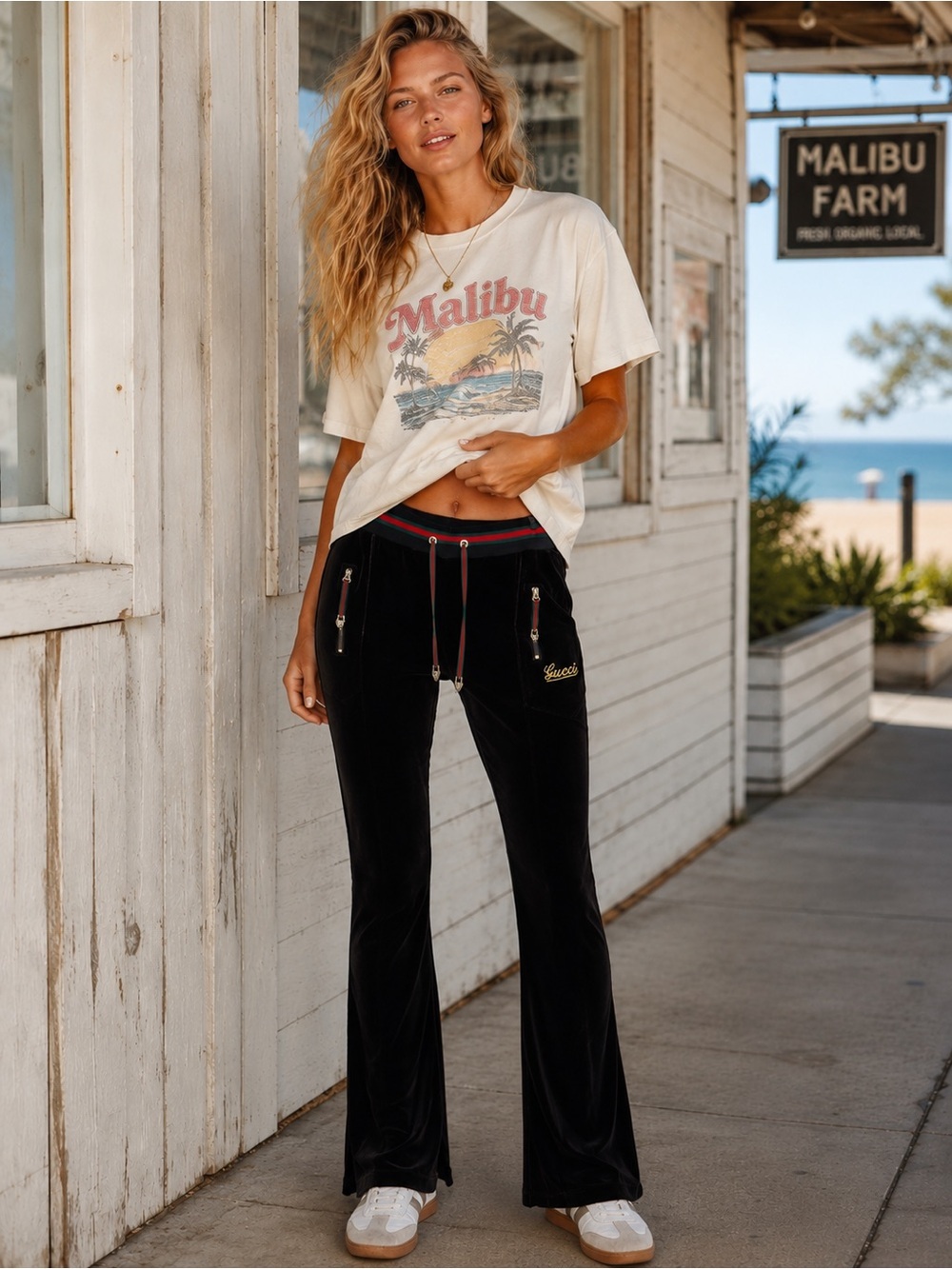 Gucci Vintage Y2K Velour Tracksuit Flare Jogger Pants